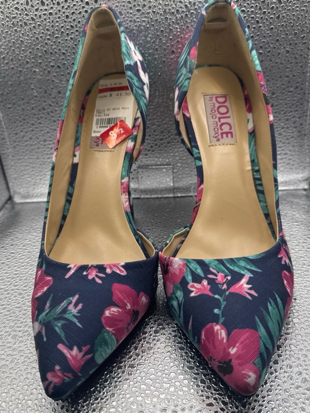 Dolce by Mojo Moxy Navy Floral Pointed-Toe Heels